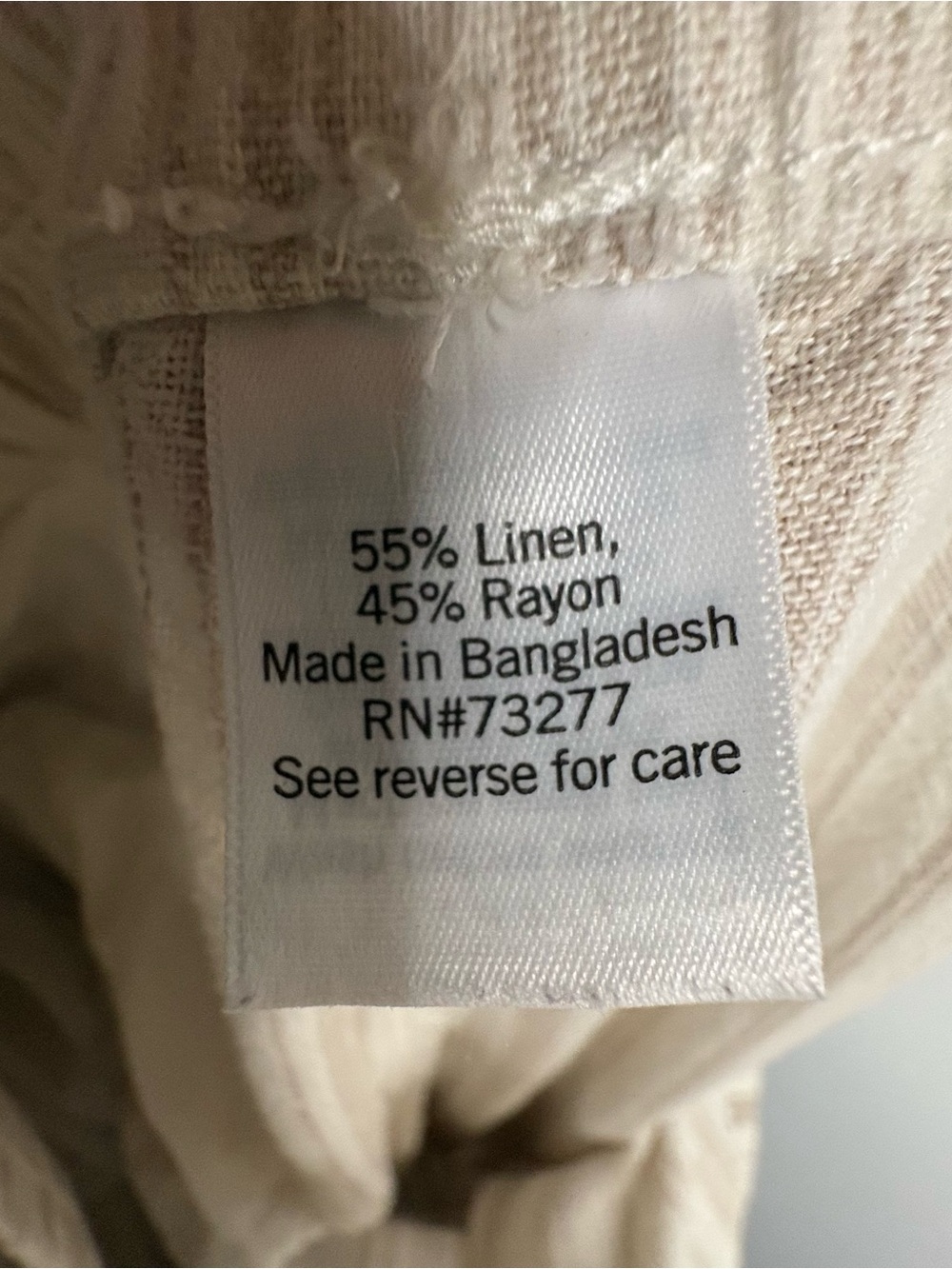 Sonoma Sz 2X WideLeg Pant Linen Rayon Cropped Striped Drawstring Coastal Neutral - Picture 5 of 8
